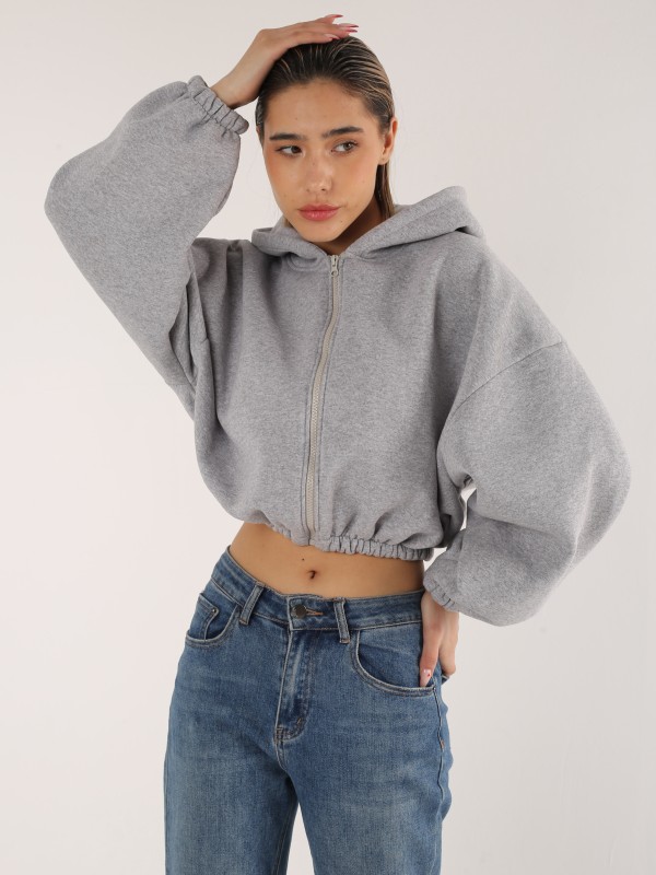 Женское худи "Grey Cozy" — укороченное на молнии