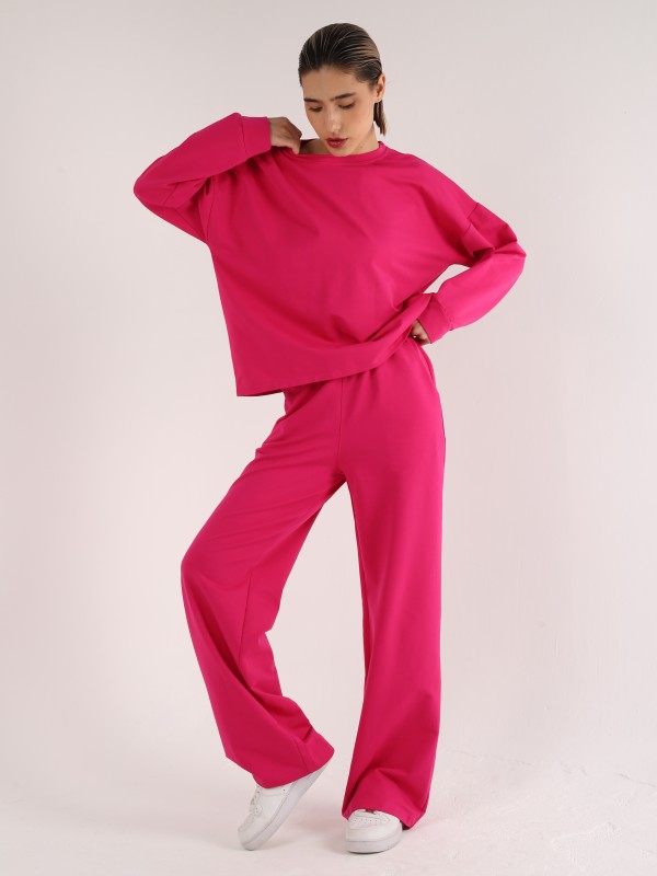 Женский костюм "Pink Energy" — свободный свитшот и широкие брюки