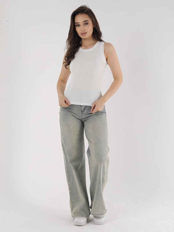 Базовая майка из рибаны, белая