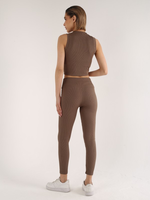 Женский спортивный комплект "Coffee Fit" — топ и леггинсы