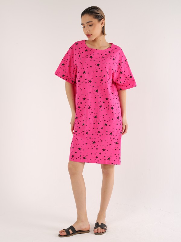 Женское платье-футболка "Pink Star"